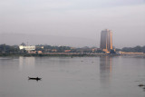 Niger River and BCEAO Tower from Pont du Roi Fahd ibn Abdulaziz, Bamako, Mali