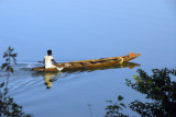 Man paddling a pirogue on the Senegal River, Flou, Mali