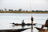 Pirogues on the Niger at Sgou, Mali