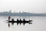 Pirogue shuttling passengers between Babaroto and Bafoulab, Mali