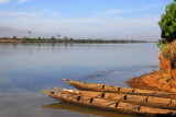 Pirogues on the banks of the Bafing River at Dilia, Mali
