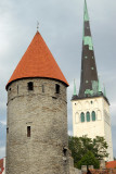 Tallinn city wall tower - Plate torn & St. Olafs