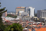 View of Melaka from St. Pauls Hill with modern towers rising above the old town