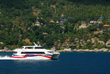 Catamaran Lomprayah sailing off Koh Tao Coral Grand Resort, Sairee Beach