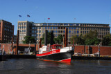 The Repsold tied up along Kajen, Detjen Schiffahrt building