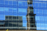 Michaeliskirche reflected in a Hamburg office tower