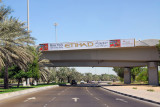 Abu Dhabi overpass with Etihad advertisement for New York daily nonstop