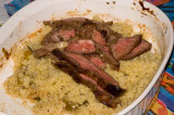 Flank Steak over Quinoa with Sauteed Peppers