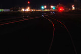 Spur track at night in Wendover, Utah