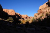 Shadows creeping up walls of Negro Bill Canyon