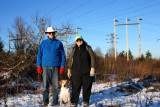 Family walk in the snow