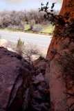 Looking down the route I just came up: below are Potash Road and the Colorado River