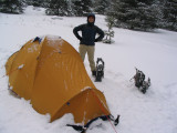 Sheila by the tent