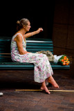 Candid of woman with tulips