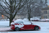 Red Type R In The Snow On The Green