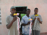 flowers made to decorate the inside of the church