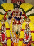 Perumal with Sri and bhu devi kannan thiurkkolam (all decorations where borrowed from nearby temples).JPG