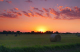 Hay Bales at Sunset