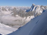Climbers below Aiguille du Midi, near Chamonix