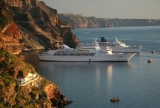 Cruise ships moored at Santorini