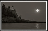 Harvest Moon Reflecting at Split Rock Lighthouse