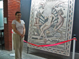 Museum keeper next to Birth of Aphrodite mosaic