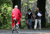 Red biker comes across some actual walkers.