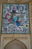 Rostam, the mythical hero of Iran fighting a demon.