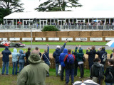 Crowd wave to Lewis Hamilton on his second run up the hill