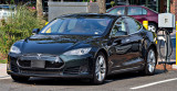 Tesla Model S Electric Car Plugged-In