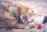 Georgia loves her Lambchop doll.