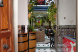 View into a garden restaurant