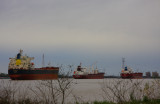 Ships riding high on the swollen Mississippi January 2, 2015