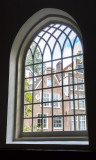 through a church window in Amsterdam