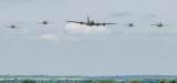 B17 escorted by the Eagle Squadron approaches Duxford Aerodrome