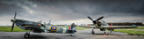 Hawker Hurricane Mk.X AE977 G-CHTK UF-K P3886 with Supermarine Spitfire LF XVI E 3W-P RW382 G-PBIX