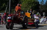Pumpkin dude and old Farmall tractor