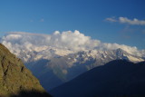 View of Adamello Brenta Natl Park from Gavia Pass. Dolomite Range, Italy. July 10th, 2016 