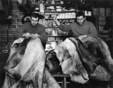 Repairing sleeping bags of reindeer skin