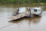 Winch driven ferry Cassiopeia IV crosses the Abitibi River at Gardiner.