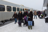 Polar Bear Express passengers arriving in Moosonee