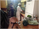 Kitchen in the riad, with mint tea brewing