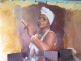Aruba Palm beach mural in restaurant