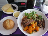 Vigin Australia meal in business class Brisbane to Melbourne