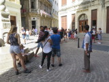Havana queue of people waiting to change money