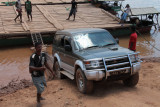 Disembarking from the ferry at the River Tsiribihina