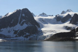 Mountains and glacers at the head of the  Raudfjorden, Svalbard