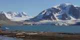 Mountains and glacers at the head of the Raudfjorden, Svalbard