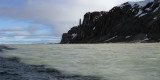 The boundary of the salt water and the glacier melt water at Alkefjellet, Svalbard