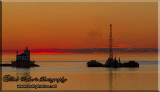 Oswego, New Yorks Lighthouse With  Dredging Barge  